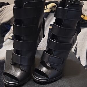 DKNY Black Strappy Heeled Boots